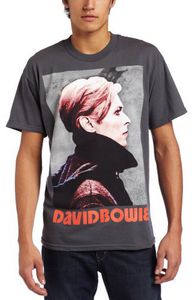 David Bowie Bravado Men's David Bowie Low Portrait Men's T-Shirt, Gray, Medium