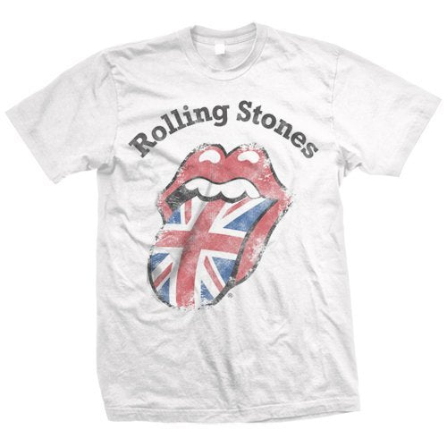 The Rolling Stones Men'S The Rolling Stones Distressed Union Jack T-Shirt,White,Large