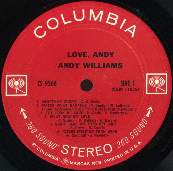 Andy Williams – Love, Andy (LP | Pre-Owned Vinyl) - Vibin' VinylVinylAndy WilliamsCS 9566